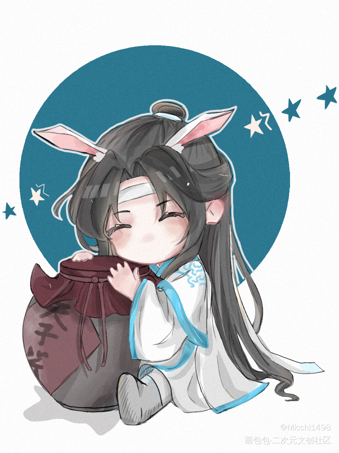 姑苏小古板喝醉啦_魔道祖师忘羡蓝忘机绘画作品