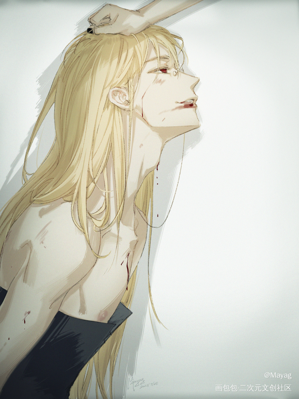 日绘day33，男，1_无铭传说幽冥金发插画摸鱼板绘绘画原创oc绘画作品