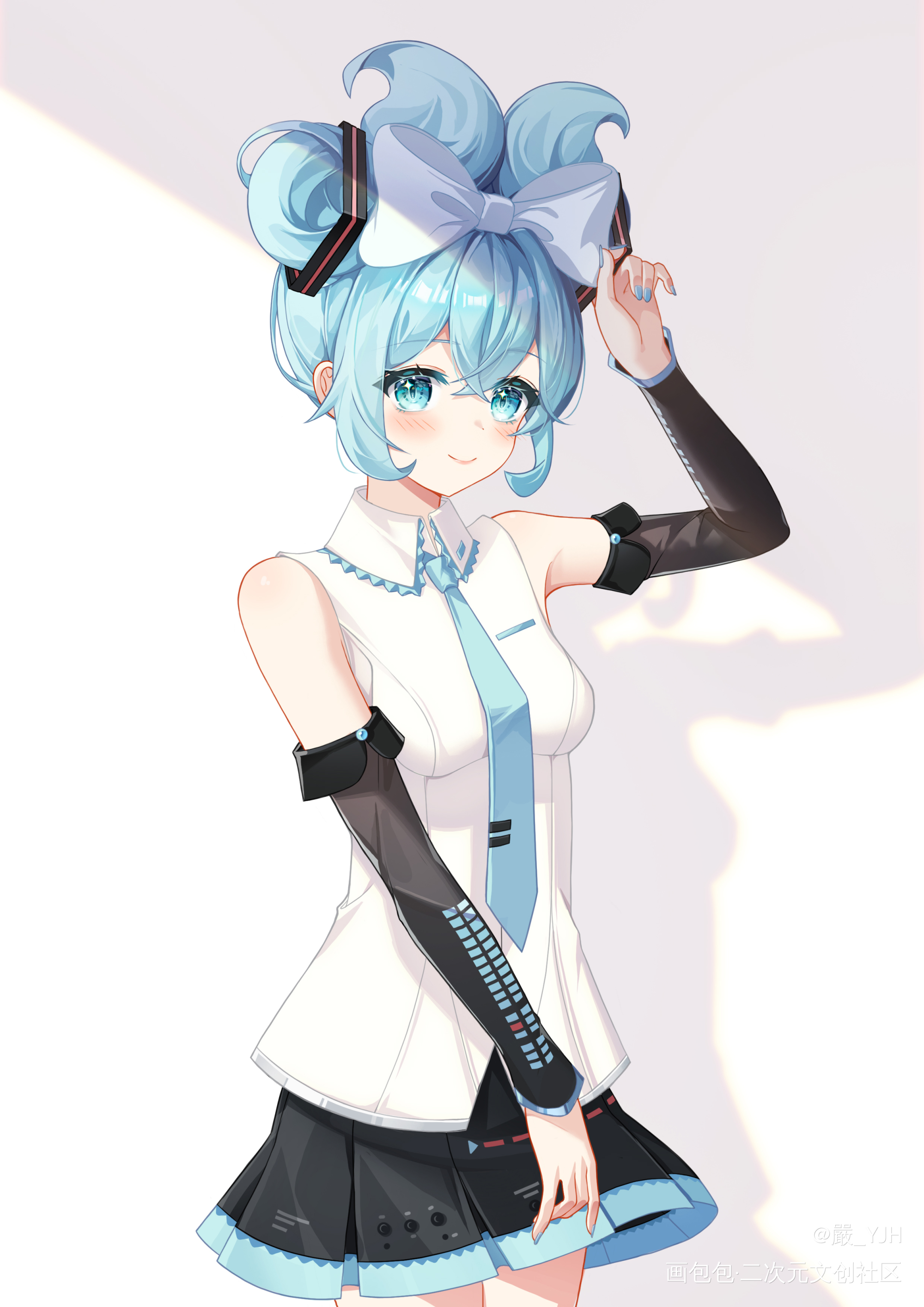 玉桂葱_初音未来日系插画同人玉桂葱摸鱼二次元板绘绘画初音miku绘画作品