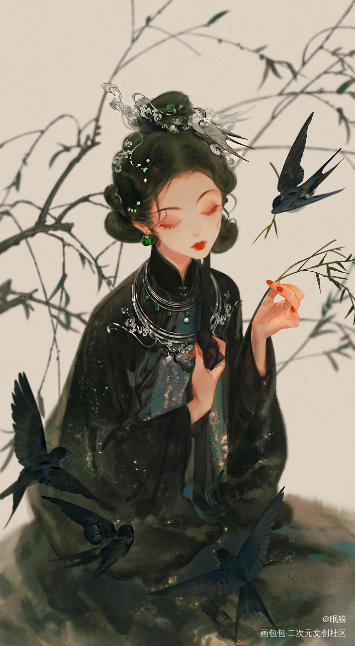 燕儿归_古风插画原创绘画作品