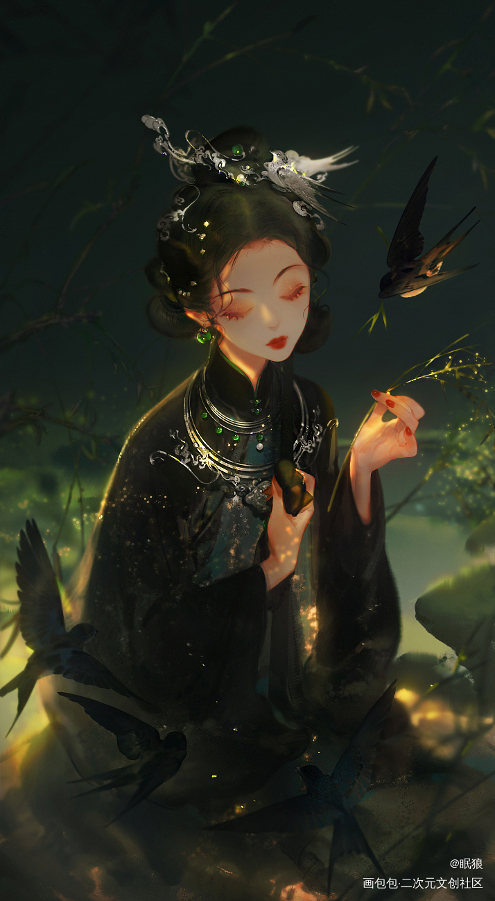 燕儿归_古风插画原创绘画作品