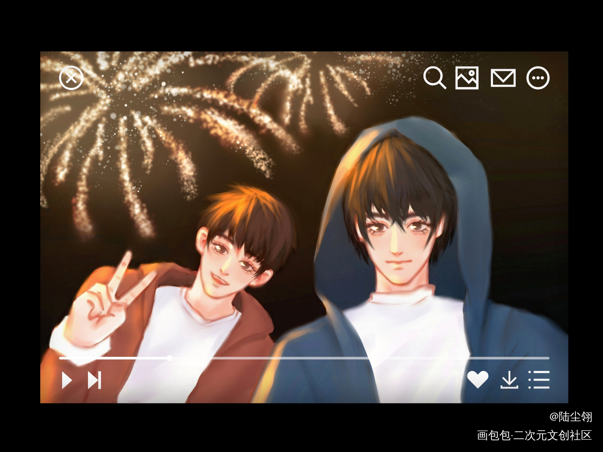 烟火人间_盗墓笔记瓶邪吴邪张起灵七夕绘画作品