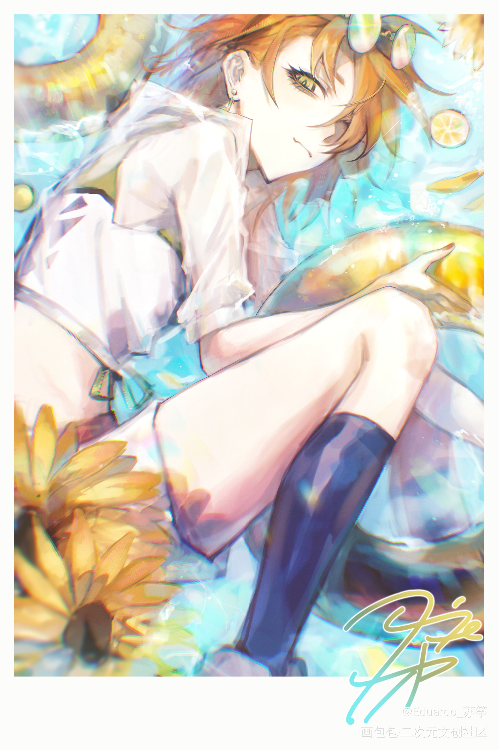 夏日_偶像梦幻祭月永雷欧同人绘画绘画作品