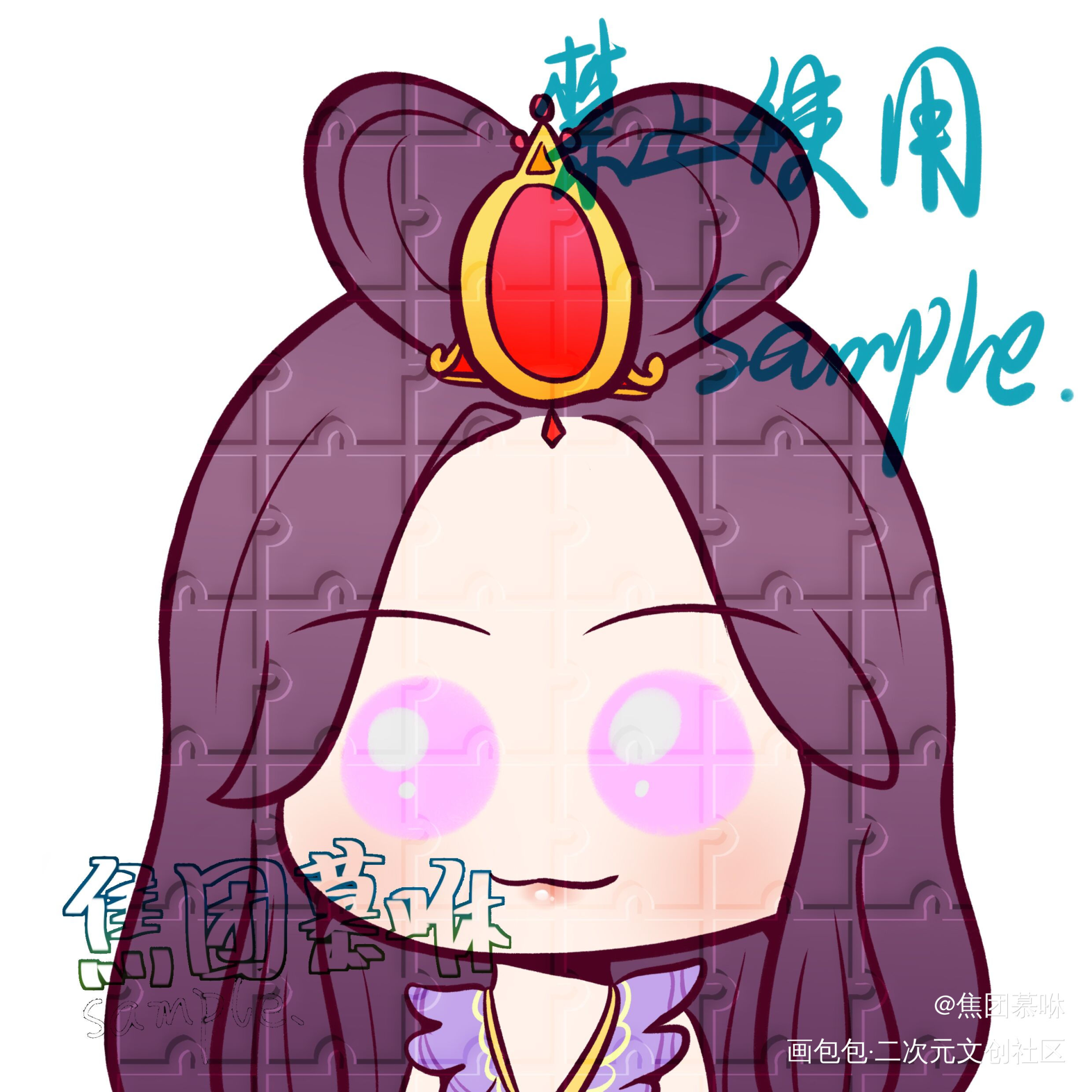 这是一个豆豆头稿稿_Q版指绘摸鱼约稿绘画绘画作品