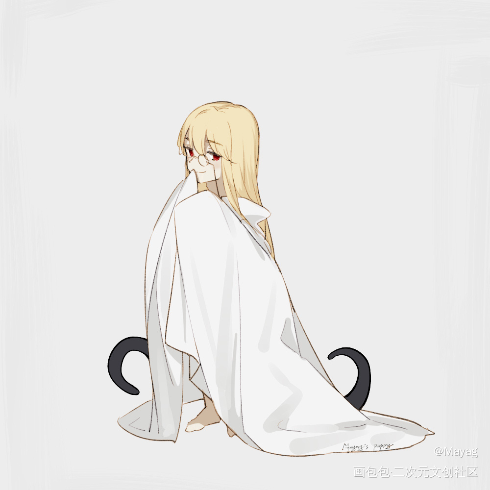 幽冥Lily_无铭传说幽冥金发插画摸鱼板绘绘画原创oc绘画作品