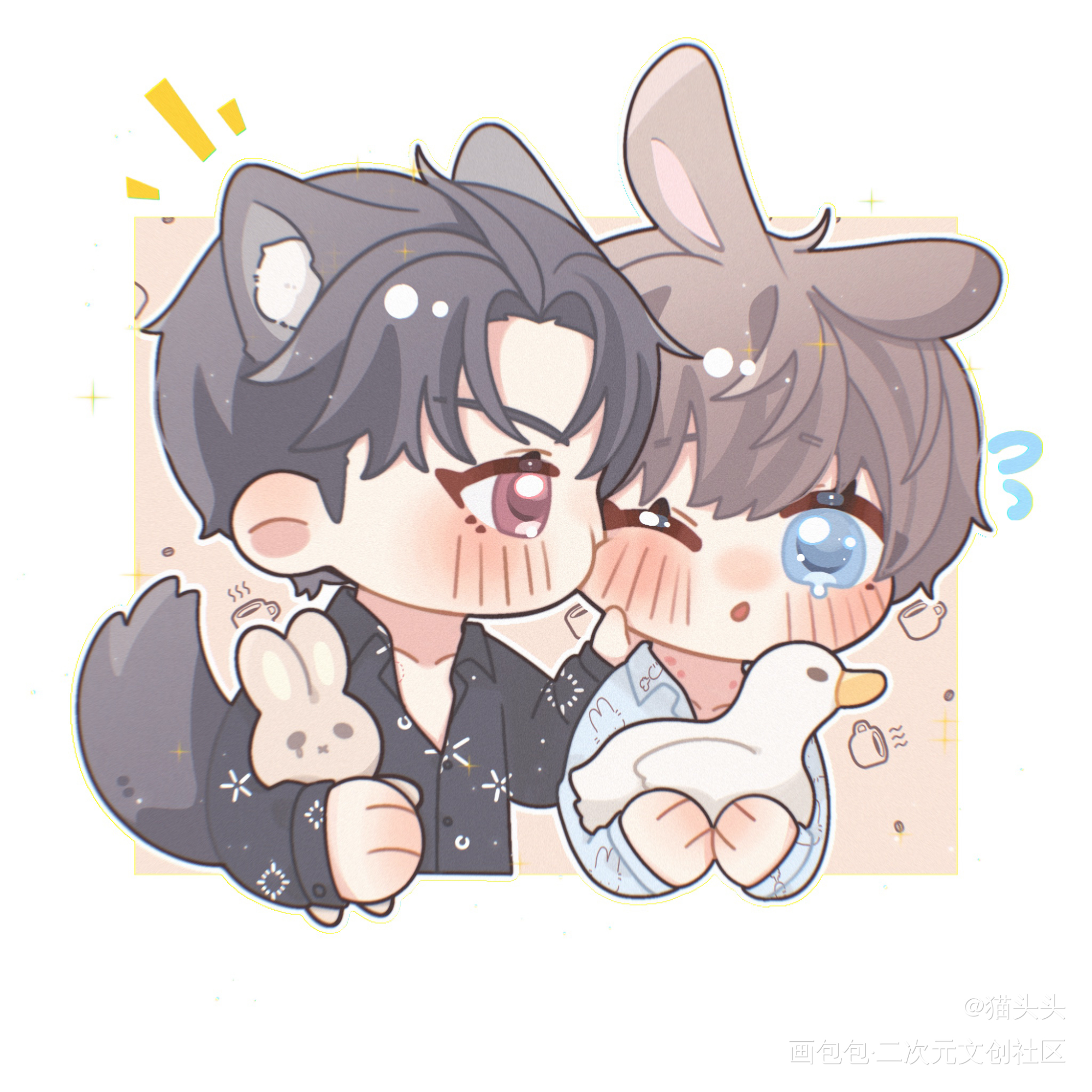 七夕快乐呀～_娘娘腔188男团群秀李程秀邵群Q版绘画作品