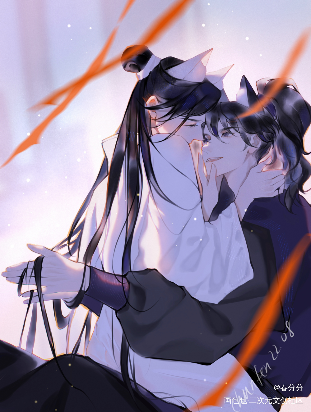 七夕快乐～_二哈和他的白猫师尊燃晚墨燃楚晚宁绘画作品