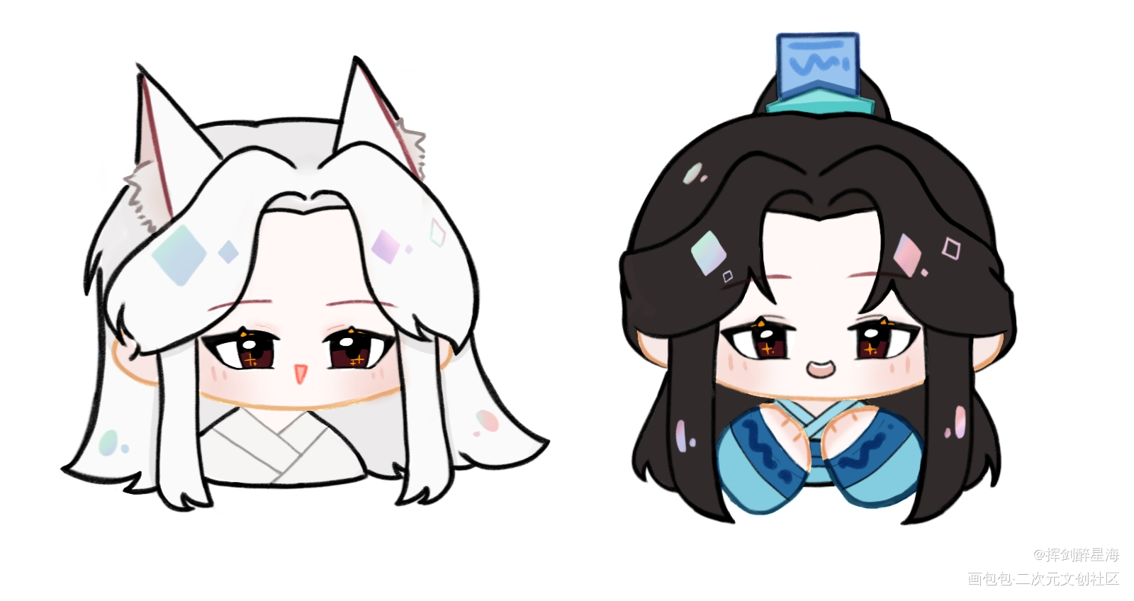 七夕快乐_穿成高危职业之师尊牧谪沈顾容绘画作品