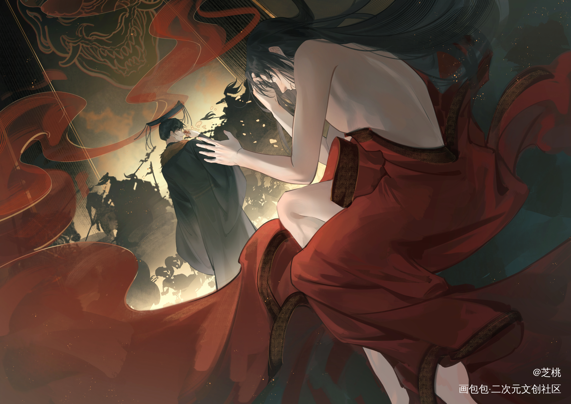 _二哈和他的白猫师尊燃晚楚晚宁墨微雨绘画作品