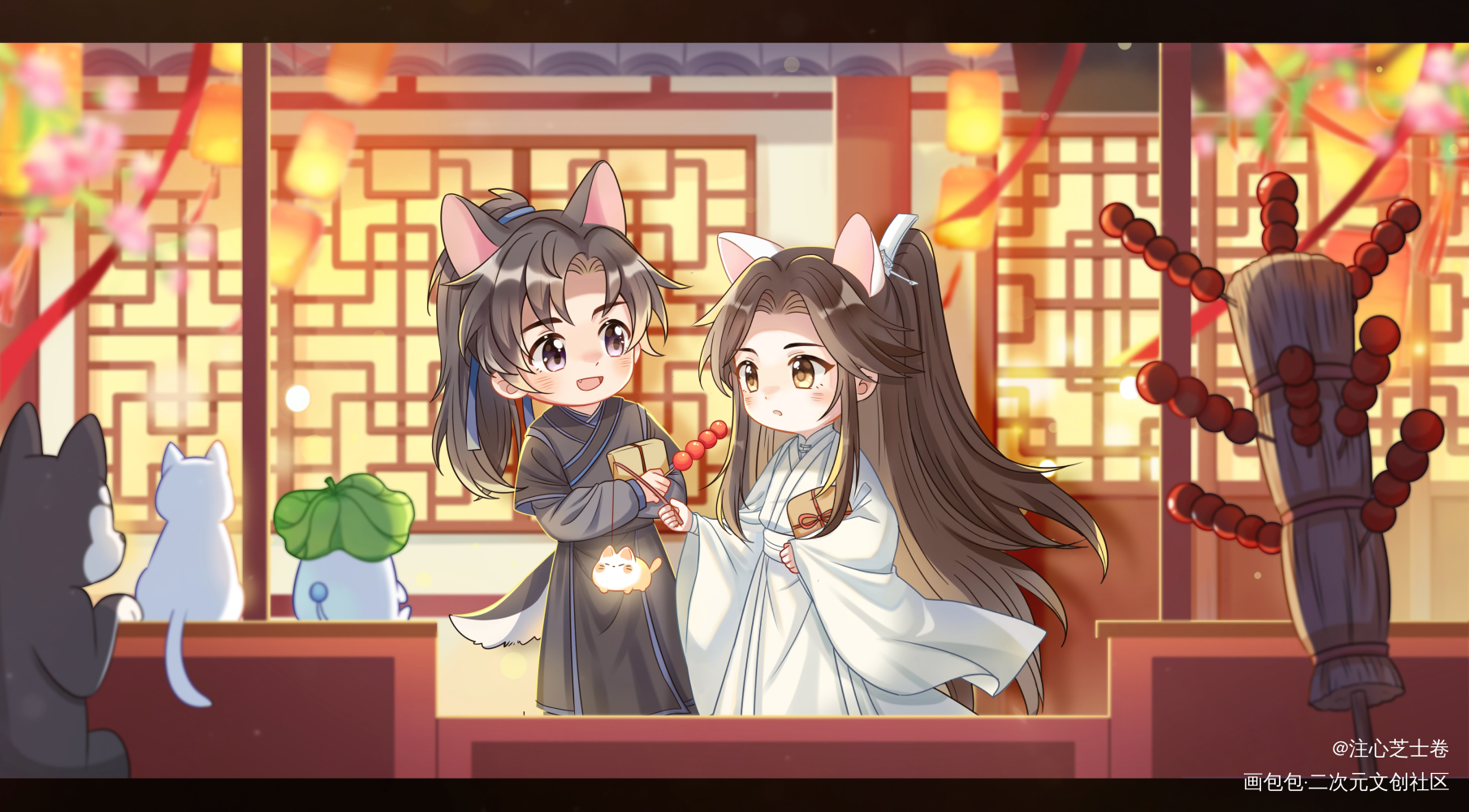 七夕快乐！_二哈和他的白猫师尊燃晚墨燃楚晚宁绘画作品