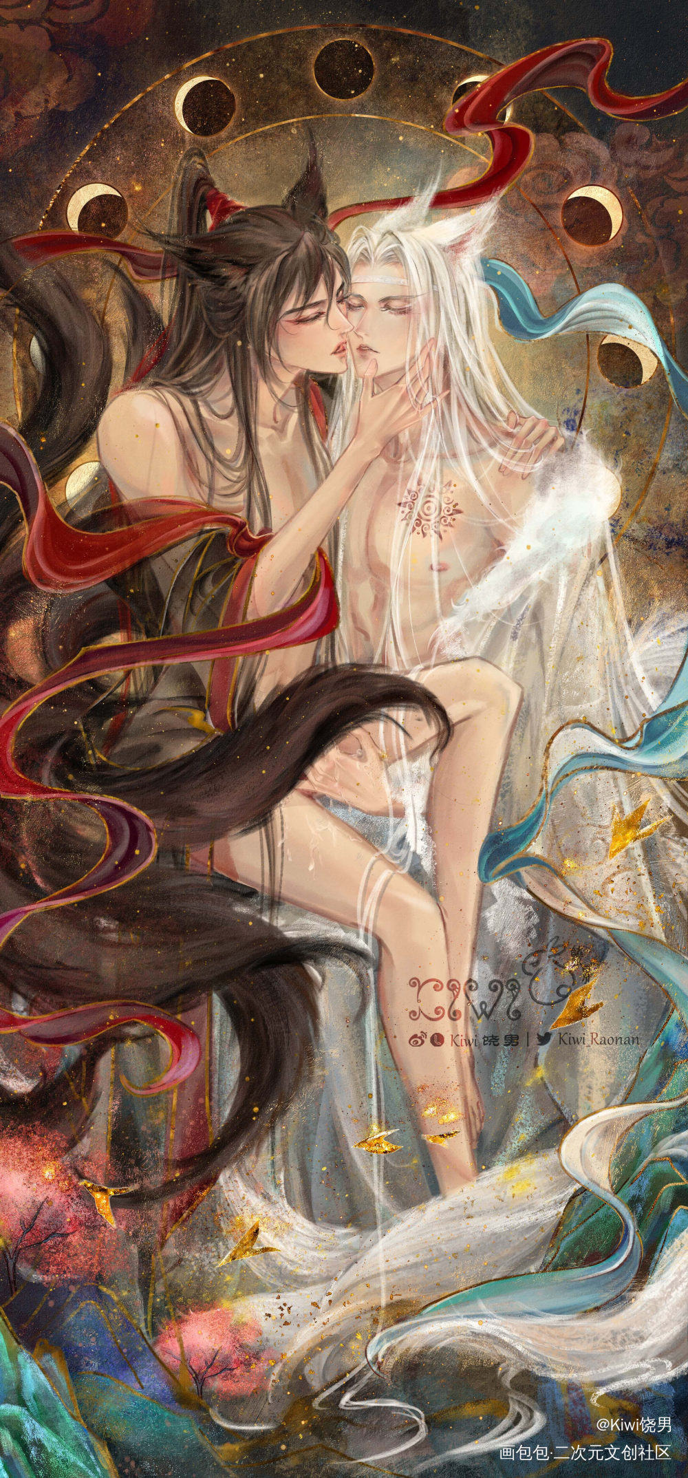 忘羡《九尾》_魔道祖师忘羡蓝忘机魏无羡板绘涂绘画作品