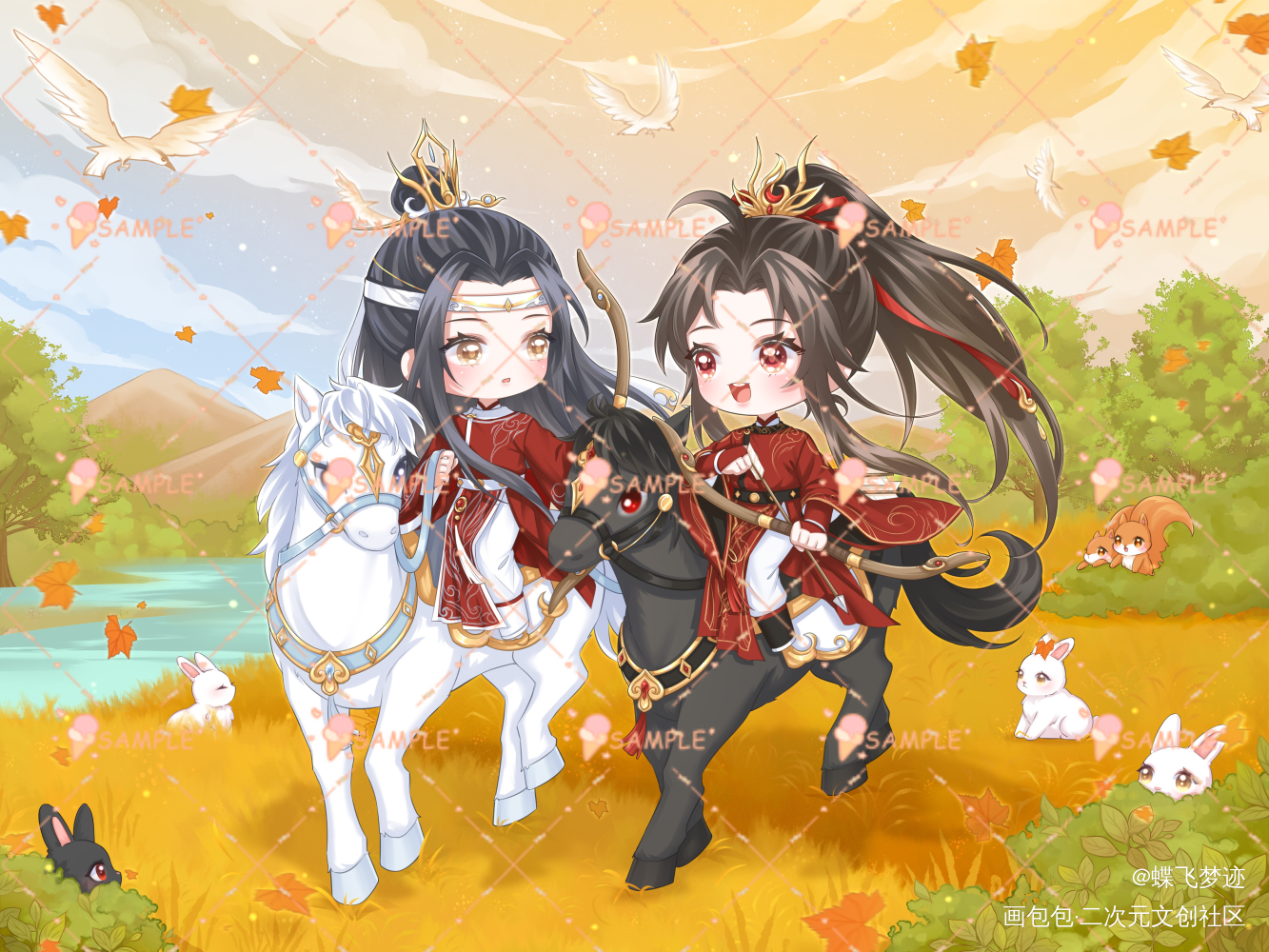 秋猎骑射（开众筹/授权）_魔道祖师忘羡Q版绘画作品