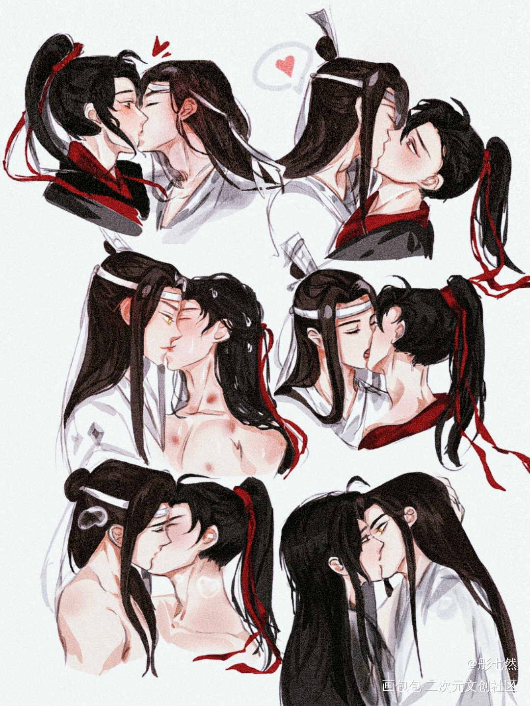 忘羡kiss❤️_魔道祖师忘羡板绘涂同人绘画作品