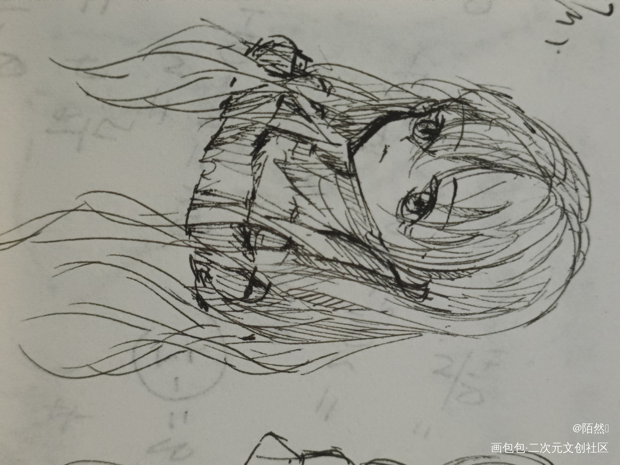 日常上课摸鱼系列_摸鱼页水笔绘画作品
