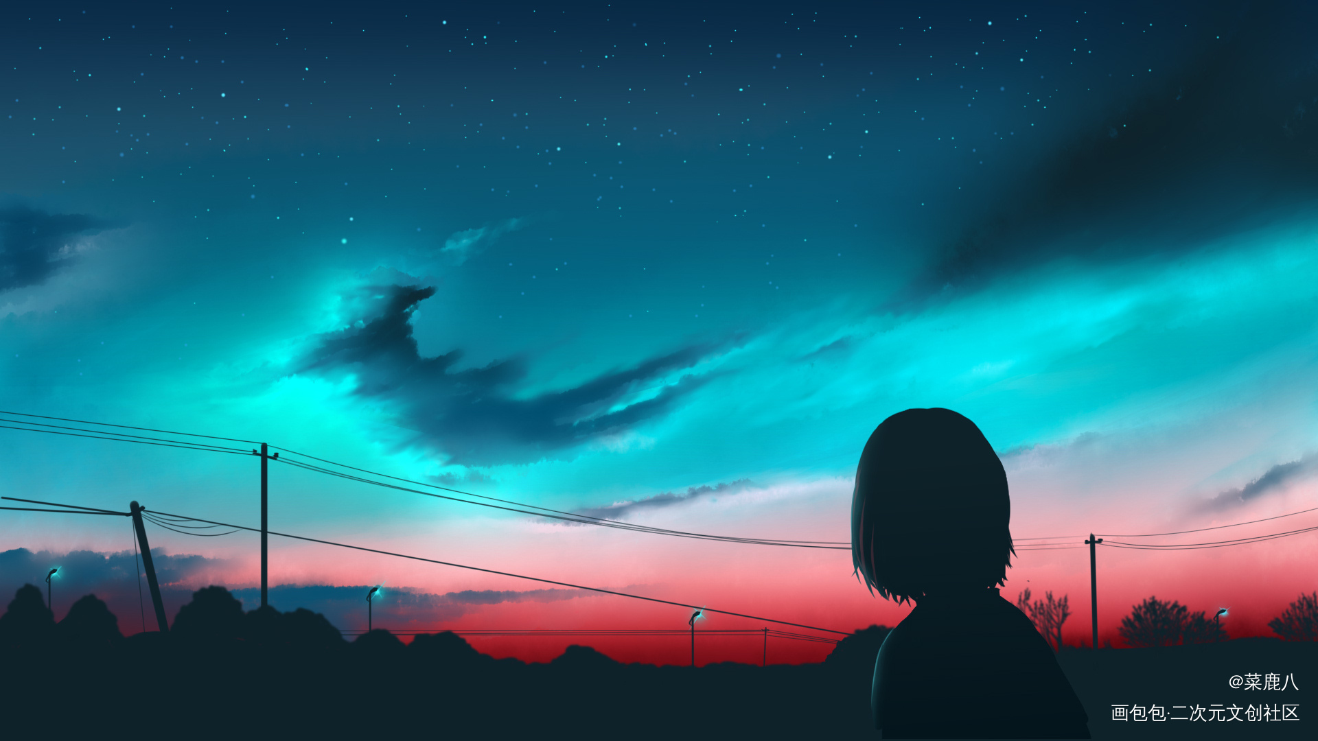 摘几颗星星当路灯_场景绘画场景插画画画板绘插画绘画练习板绘绘画绘画作品