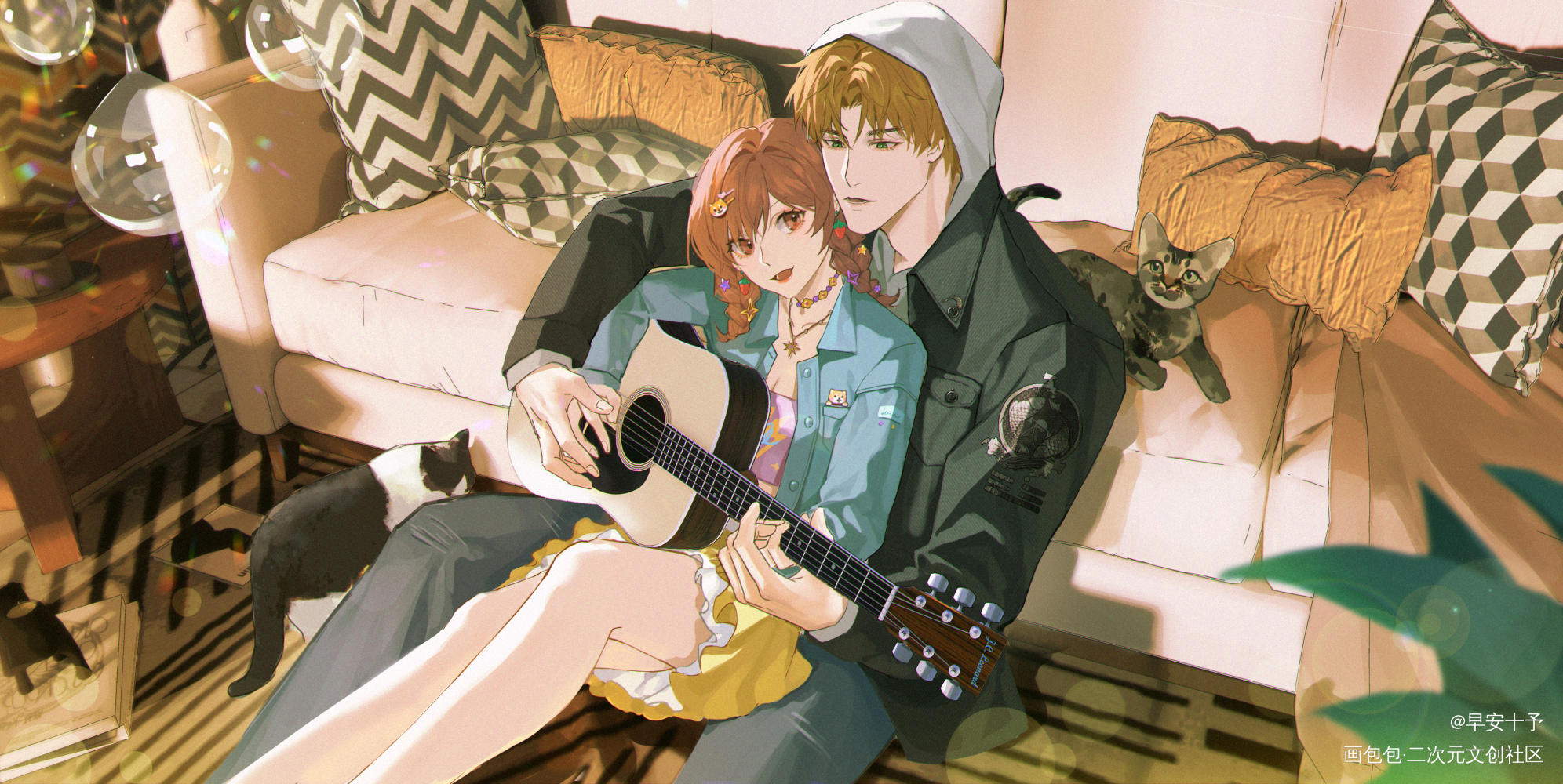 男朋友的吉他教学时间❤️_光与夜之恋夏鸣星绘画作品