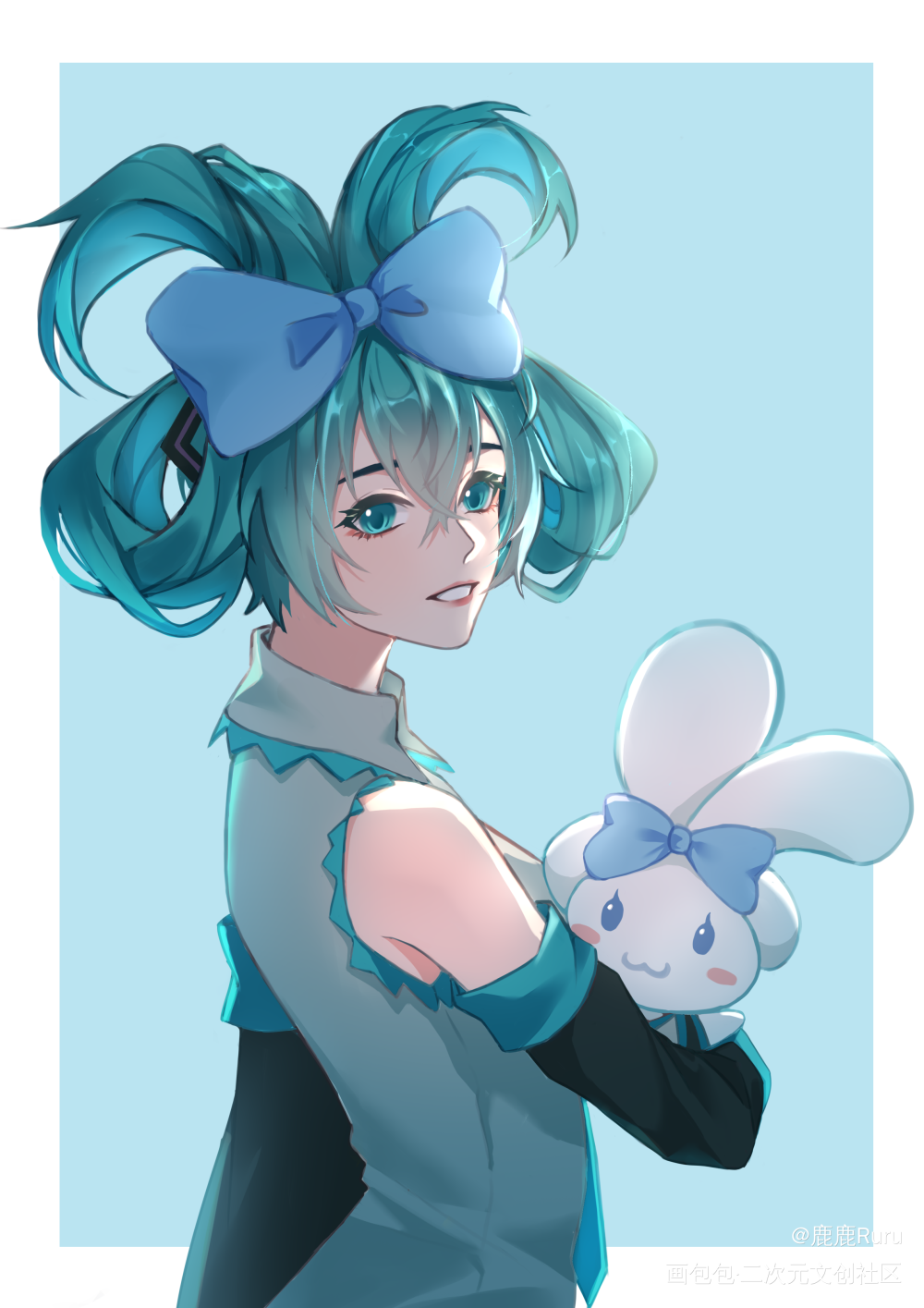 _初音未来平涂日系同人绘画初音miku绘画作品