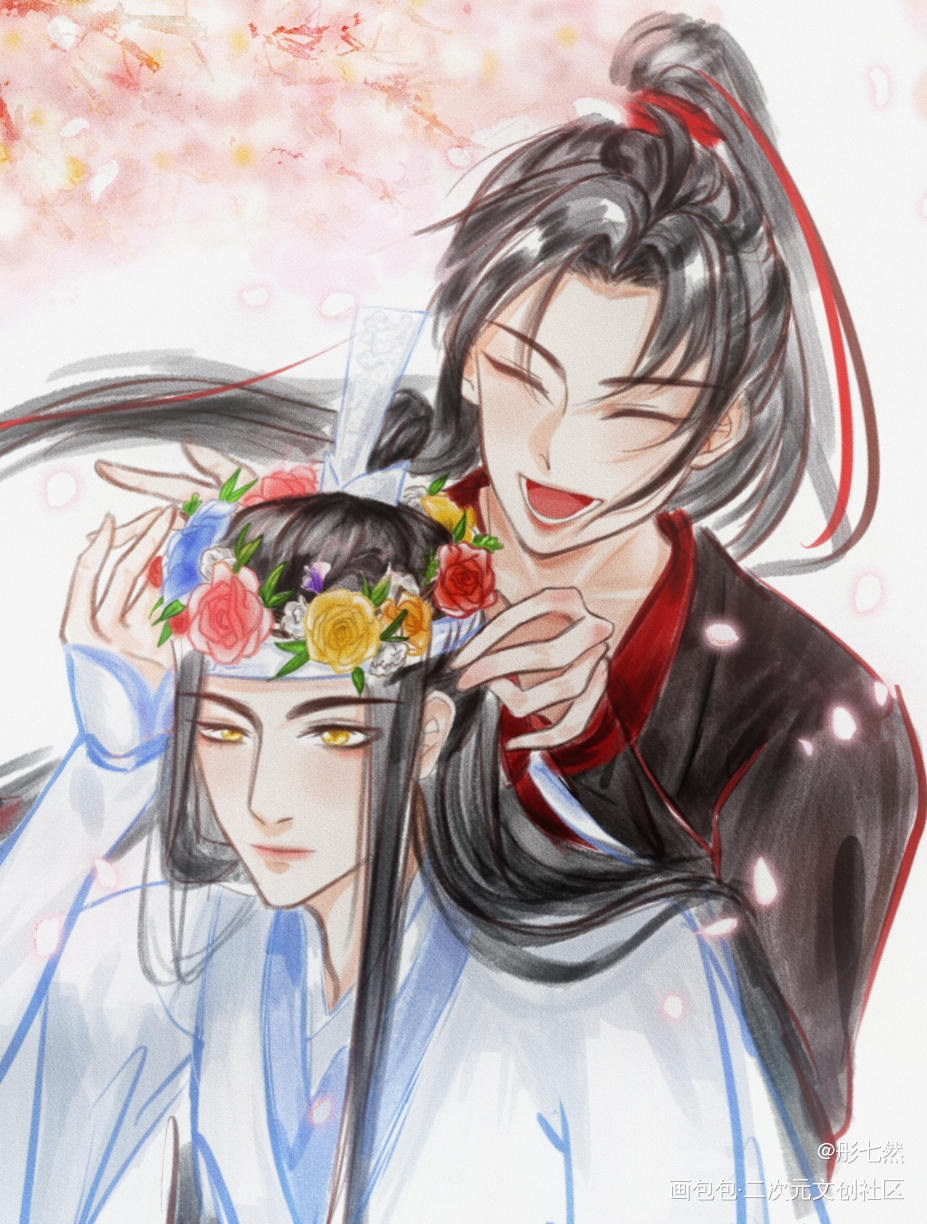 忘羡岁月静好🌸_魔道祖师忘羡板绘涂同人绘画作品