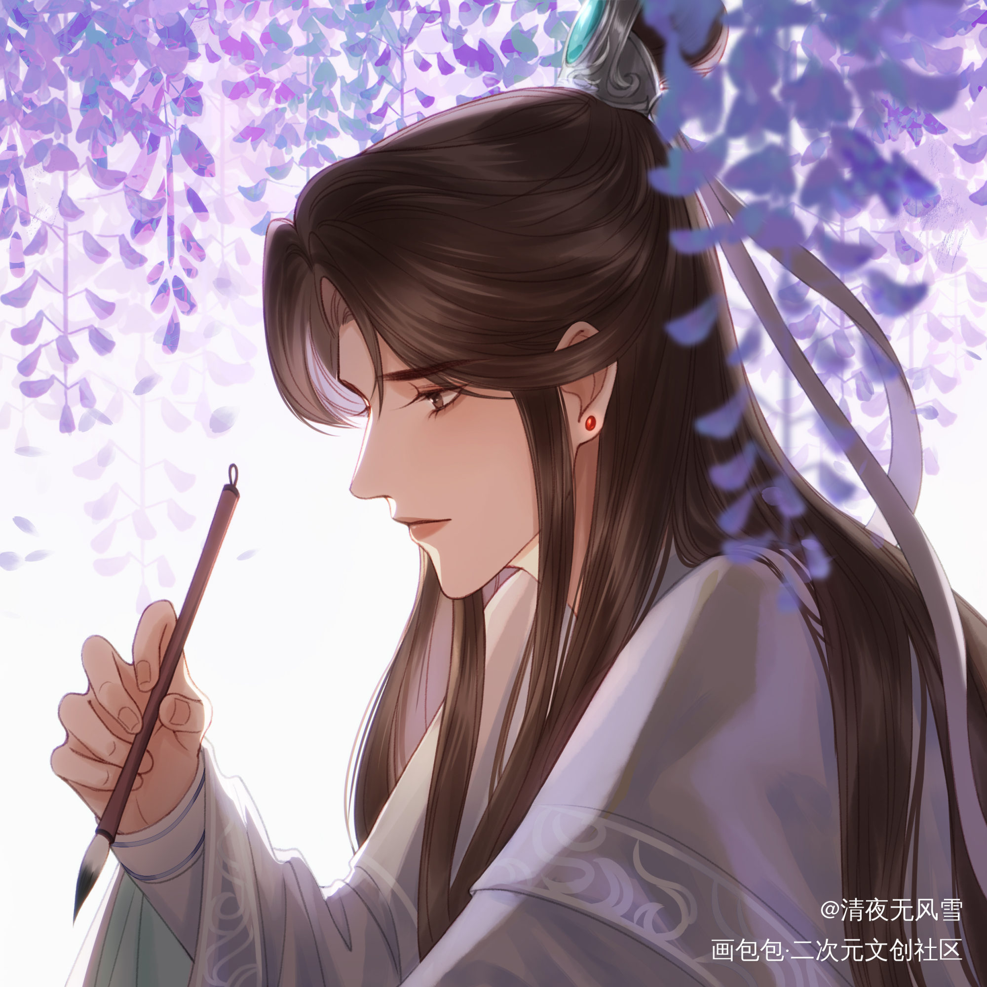 见信如晤_二哈和他的白猫师尊楚晚宁绘画作品