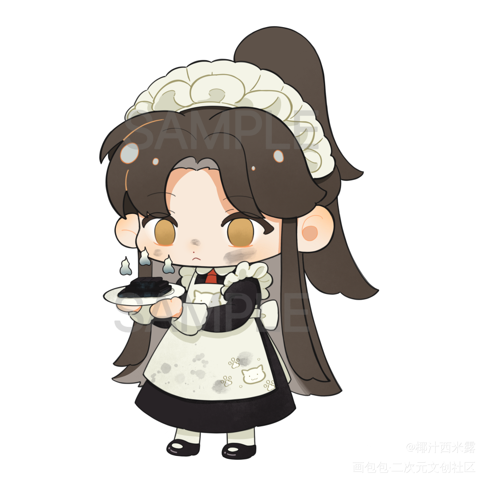 女仆猫猫宁_二哈和他的白猫师尊绘画作品