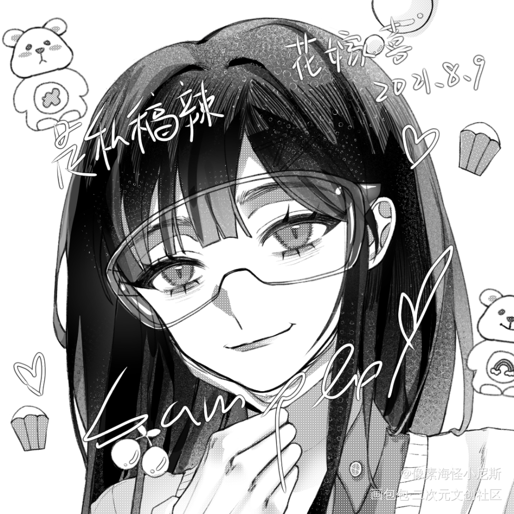 去年一些画的喜欢的头像_黑白简笔平涂日系半身付费委托头像约稿黑白插画约稿绘画作品