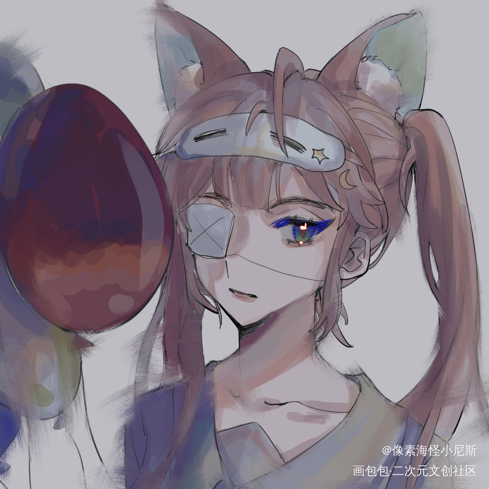 一些今年年初画的彩图_板绘涂摸鱼页伪厚涂平涂半身插画二创绘画作品