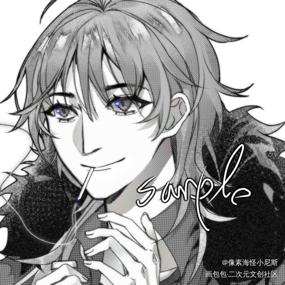 一些今年的付费委托_黑白简笔平涂日系付费委托头像约稿约稿绘画作品