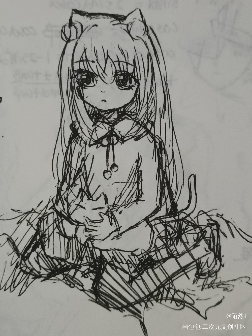 日常摸鱼系列_摸鱼页水笔绘画作品