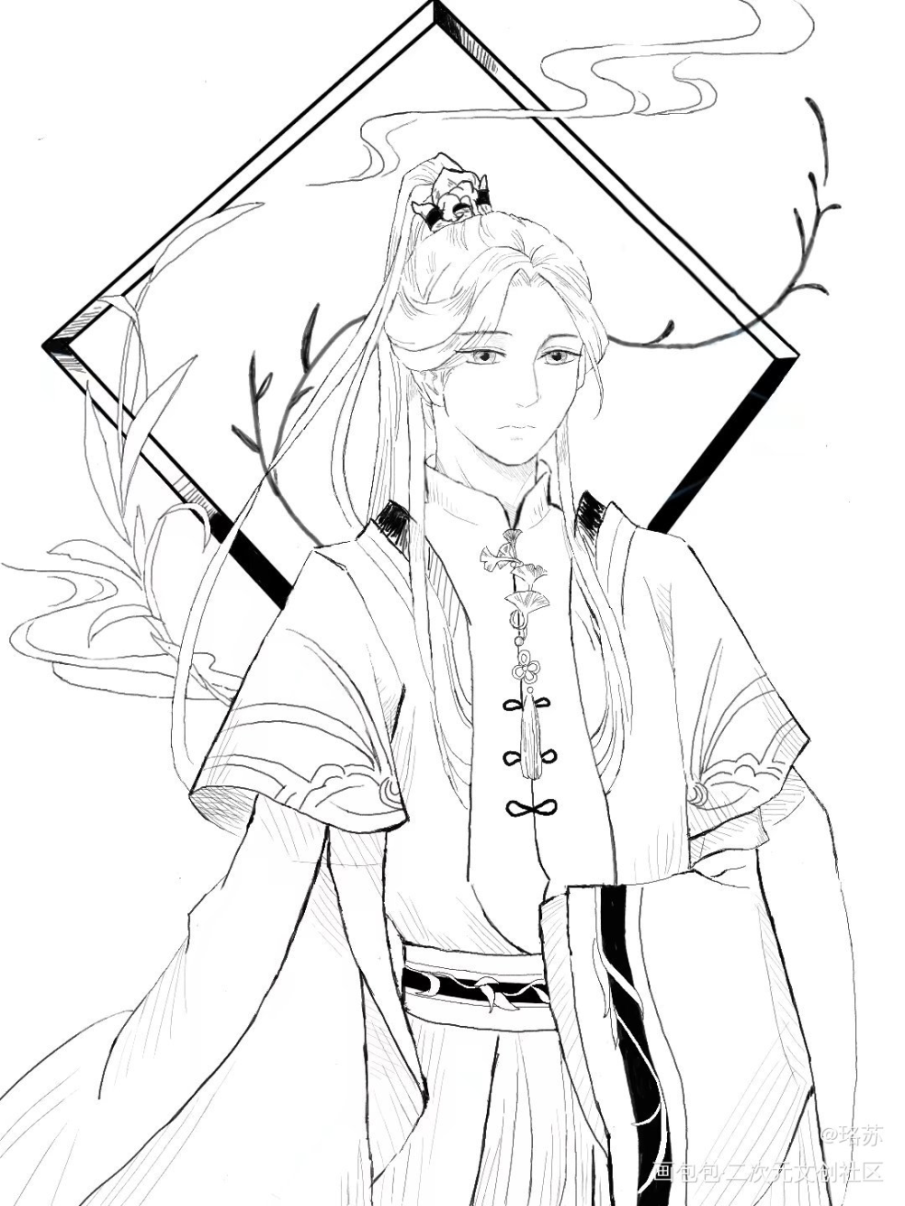 蔓草_铅笔黑白简笔绘画作品
