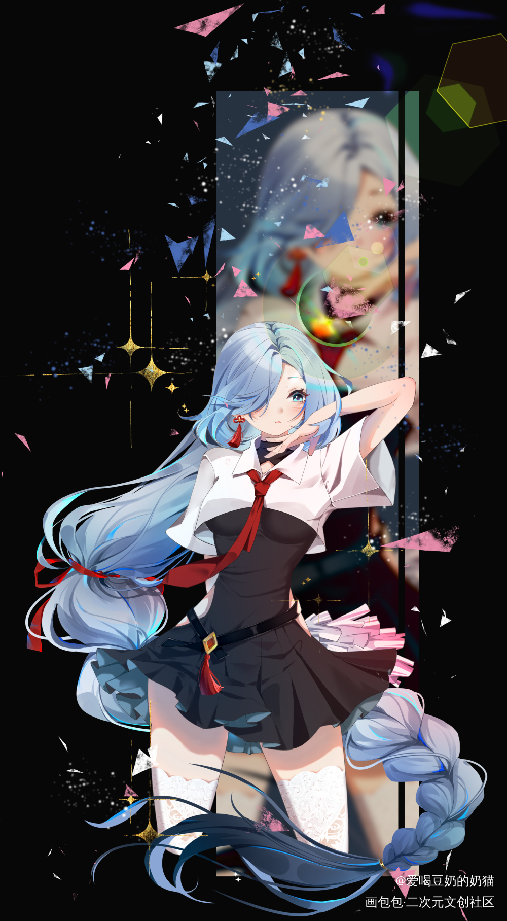给鹤鹤撒花花_原神申鹤日系同人绘画绘画作品