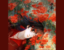 躺在花丛中的vox_绘画作品