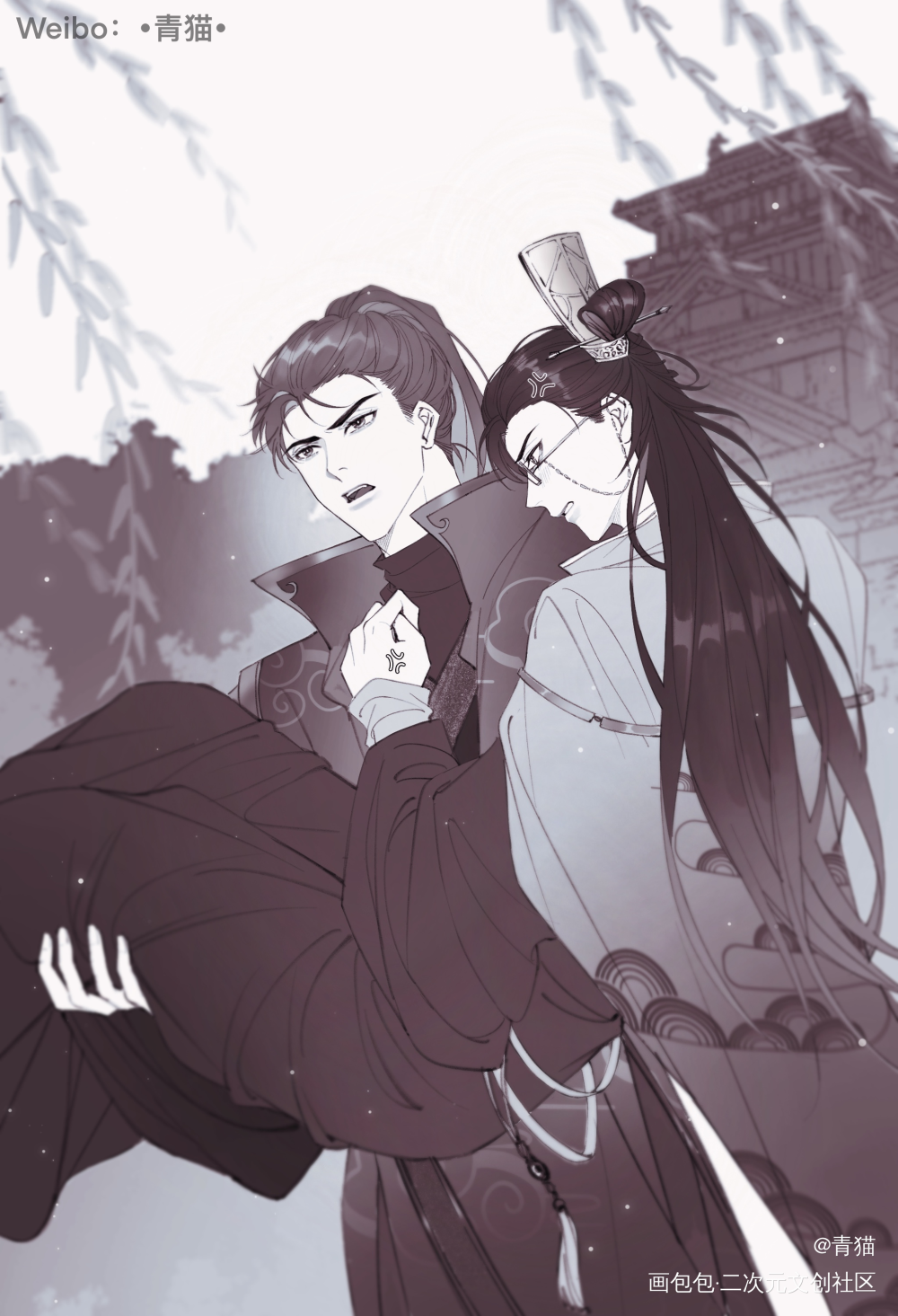 【原顾】年龄操作+古风_针锋对决188男团原顾顾青裴原炀彩色条漫黑白简笔绘画作品