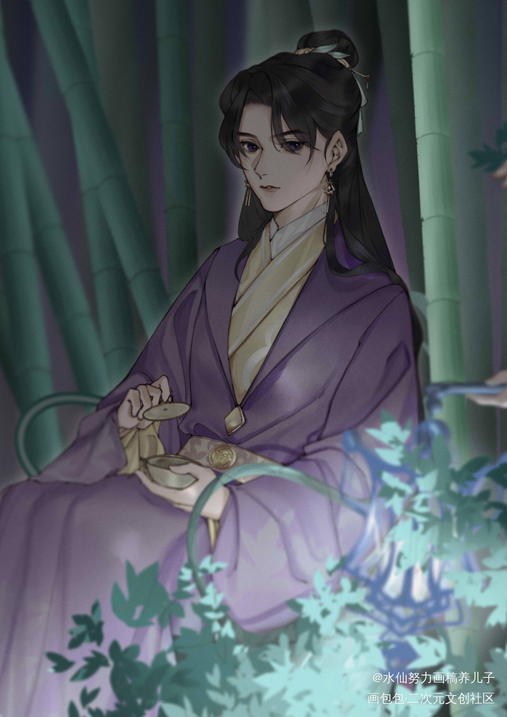 谁？_板绘涂古风平涂插画壁纸绘画原创oc绘画作品