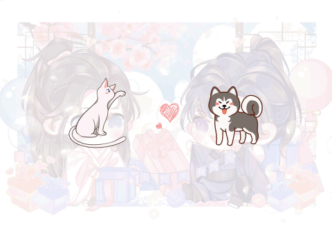 愿你生辰喜乐_二哈和他的白猫师尊燃晚绘画作品
