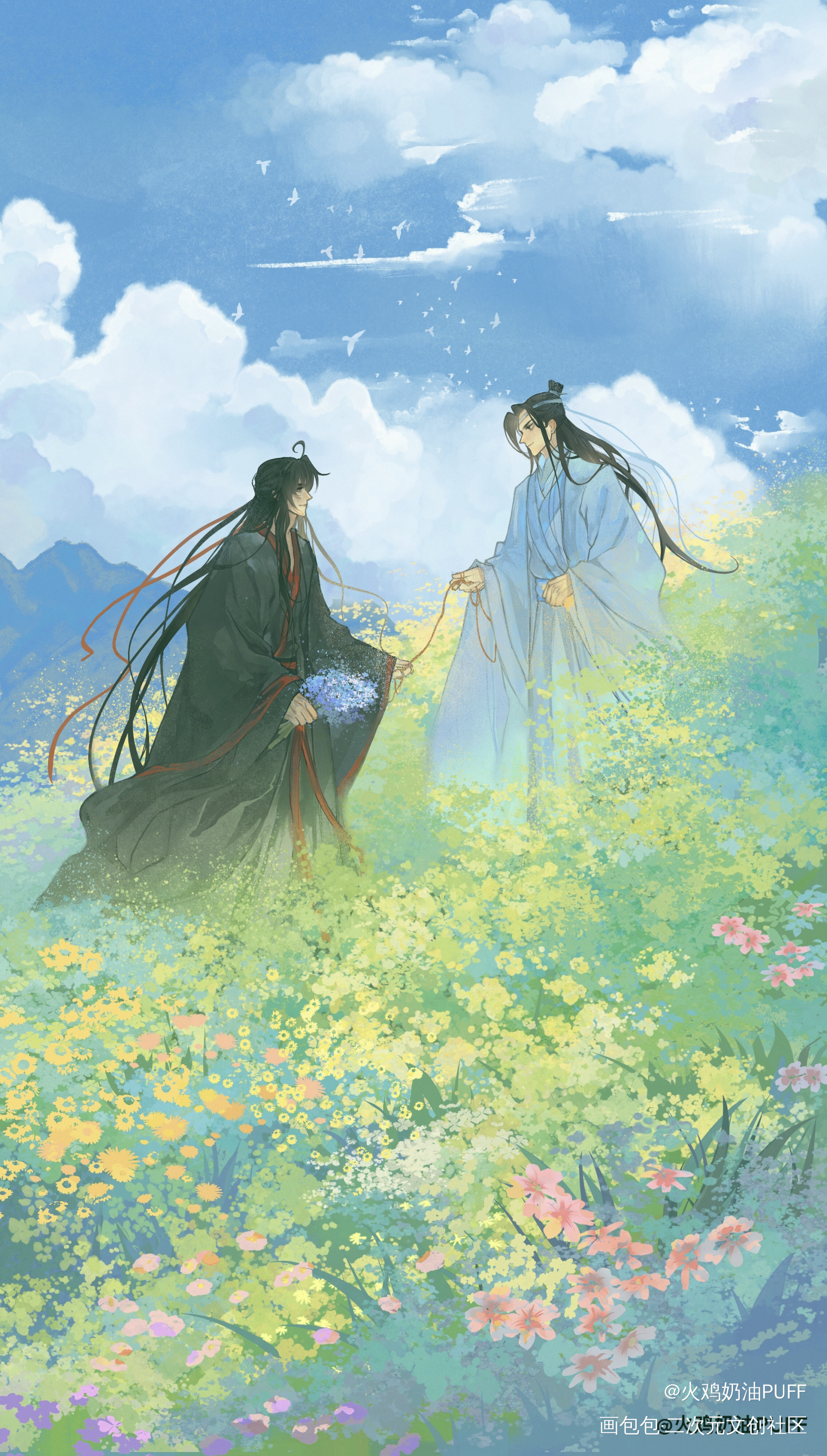 画了灿烂的忘羡_魔道祖师忘羡蓝忘机魏无羡绘画作品