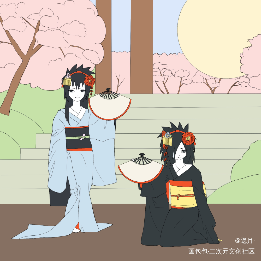 斑和泉奈_火影忍者宇智波斑宇智波泉奈绘画练习绘画作品