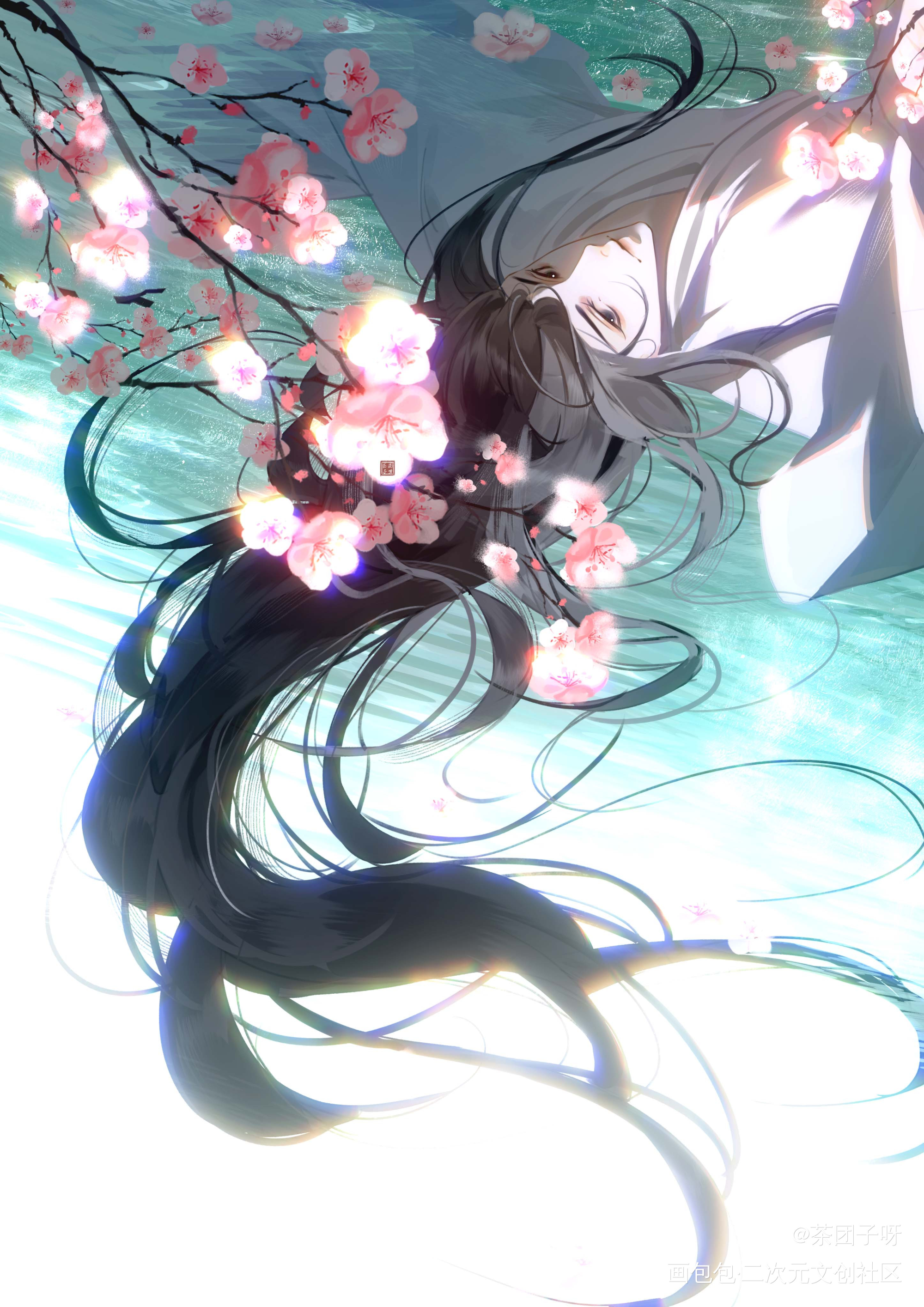 沐浴_二哈和他的白猫师尊楚晚宁绘画作品
