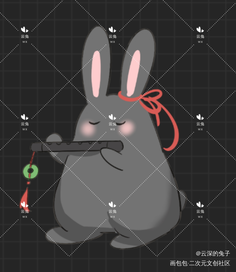 吹笛羡兔兔_魔道祖师忘羡魏无羡Q版绘画作品