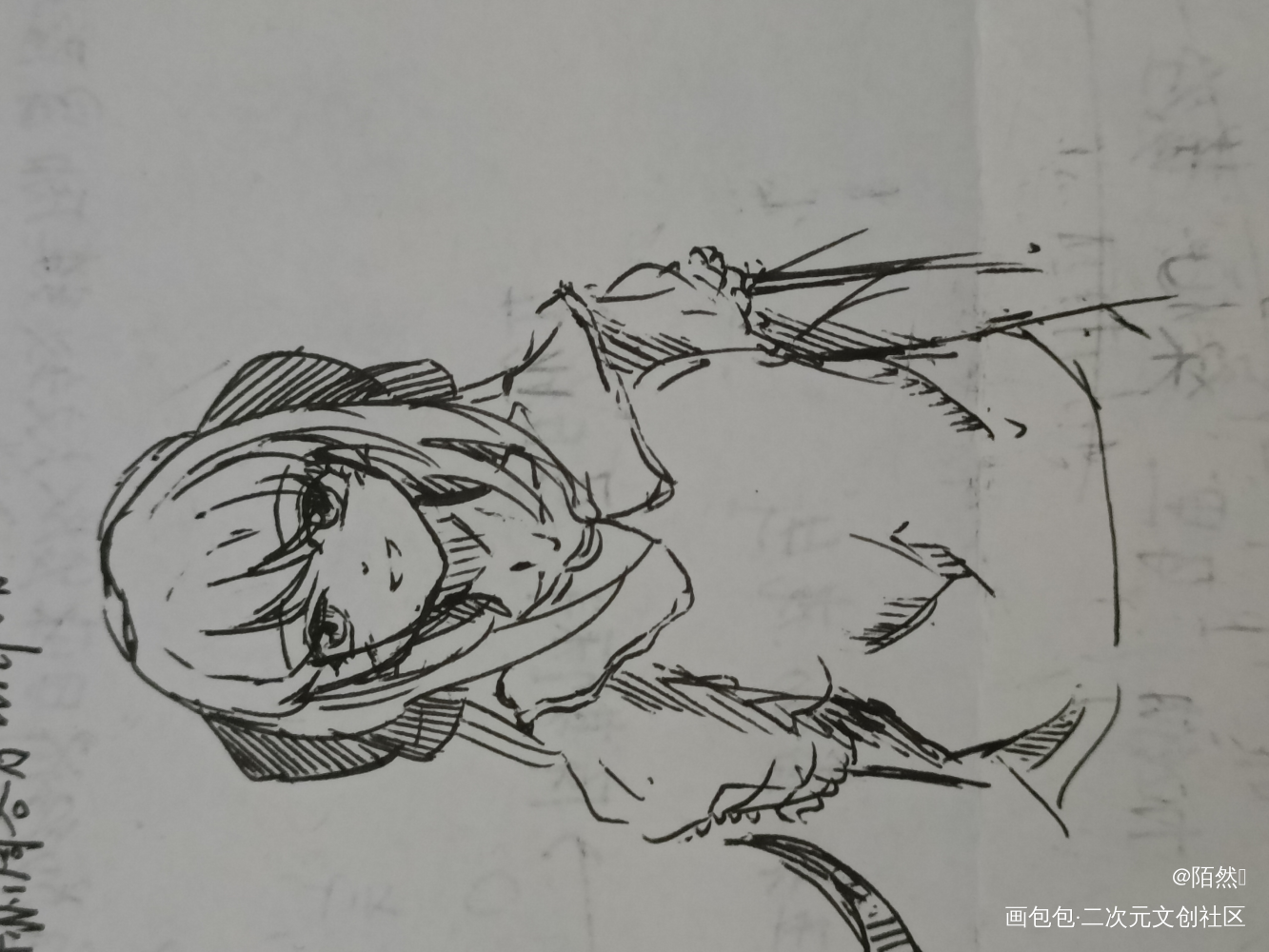 日常摸鱼系列_摸鱼页水笔绘画作品