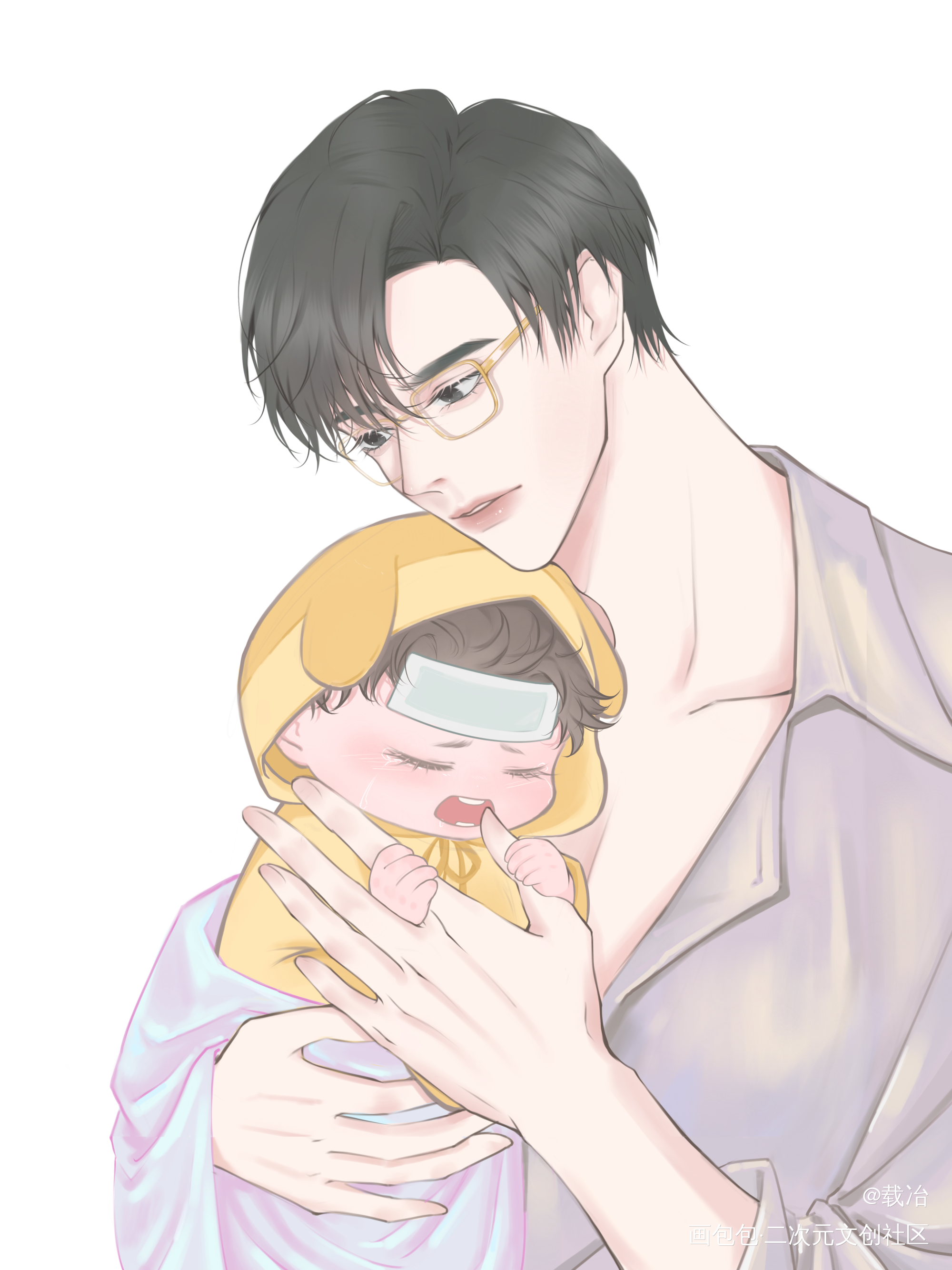 这位爸爸，不要玩小孩啊！_针锋对决188男团原顾绘画作品