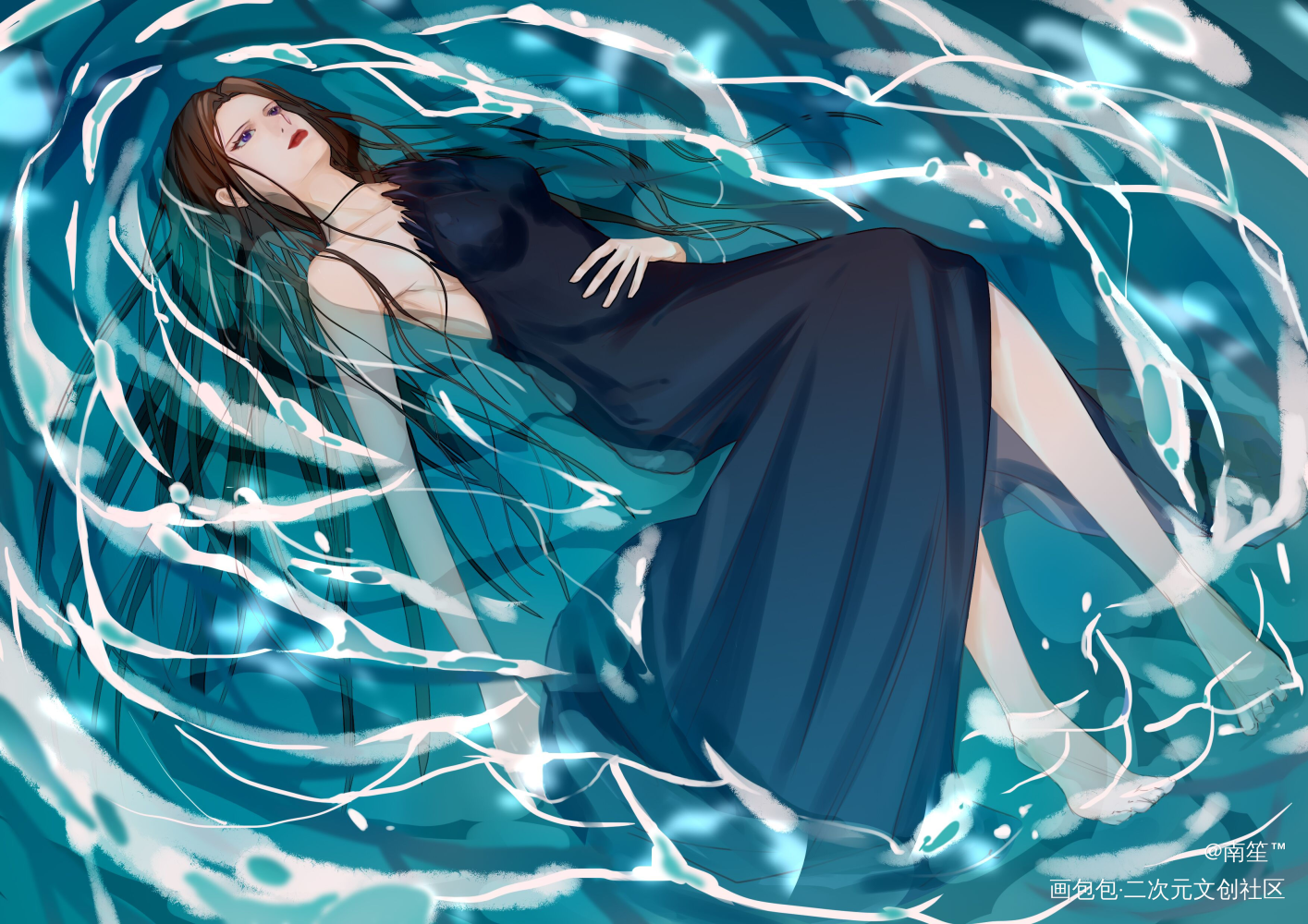 黑天鹅_摸鱼约稿绘画oc绘画作品
