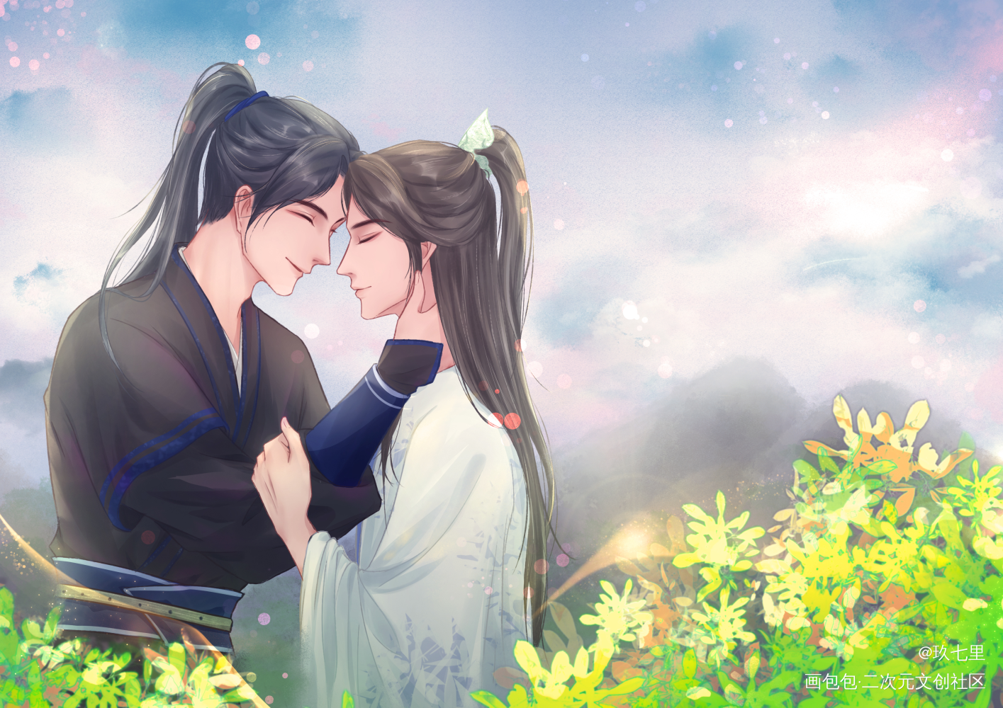 提前一天的祝福_二哈和他的白猫师尊燃晚古风绘画作品