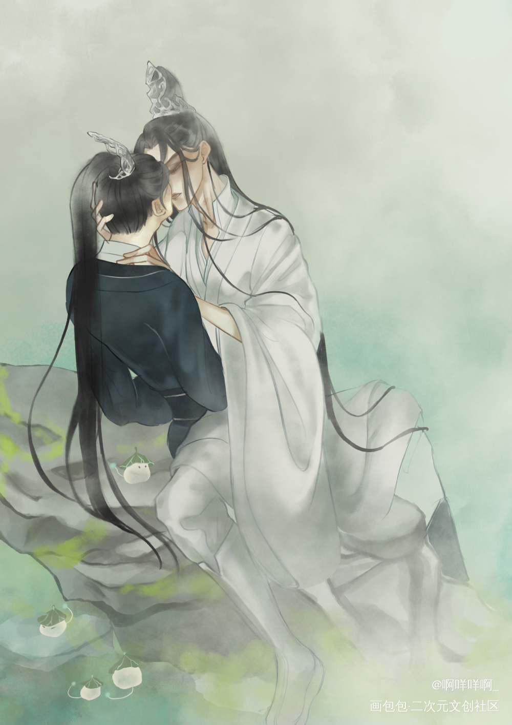 晚宁生辰吉乐❤️_二哈和他的白猫师尊燃晚楚晚宁古风procreate绘画作品