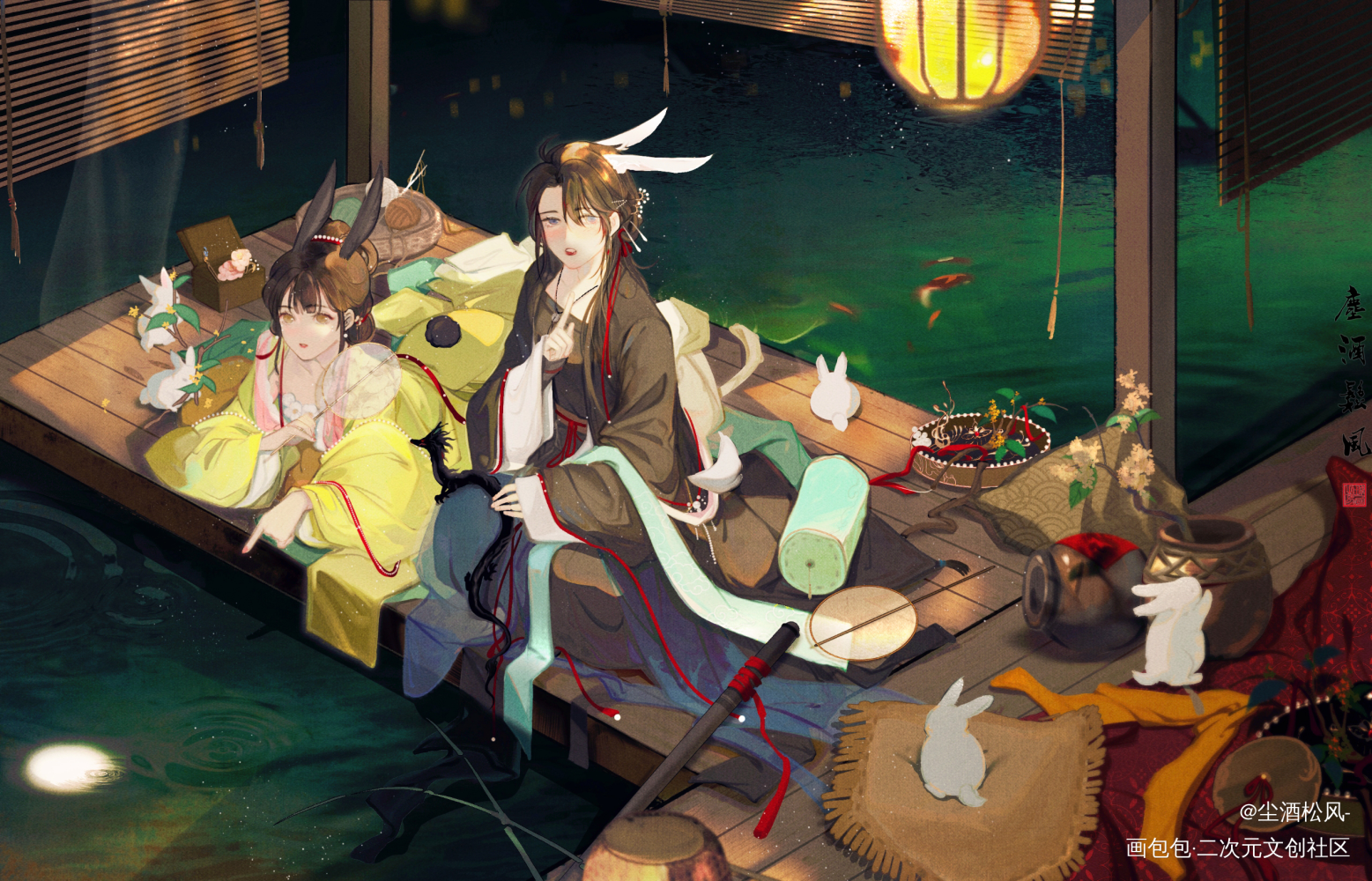 中元节唉♡(*´･ω･)(･ω_板绘涂古风oc绘画作品
