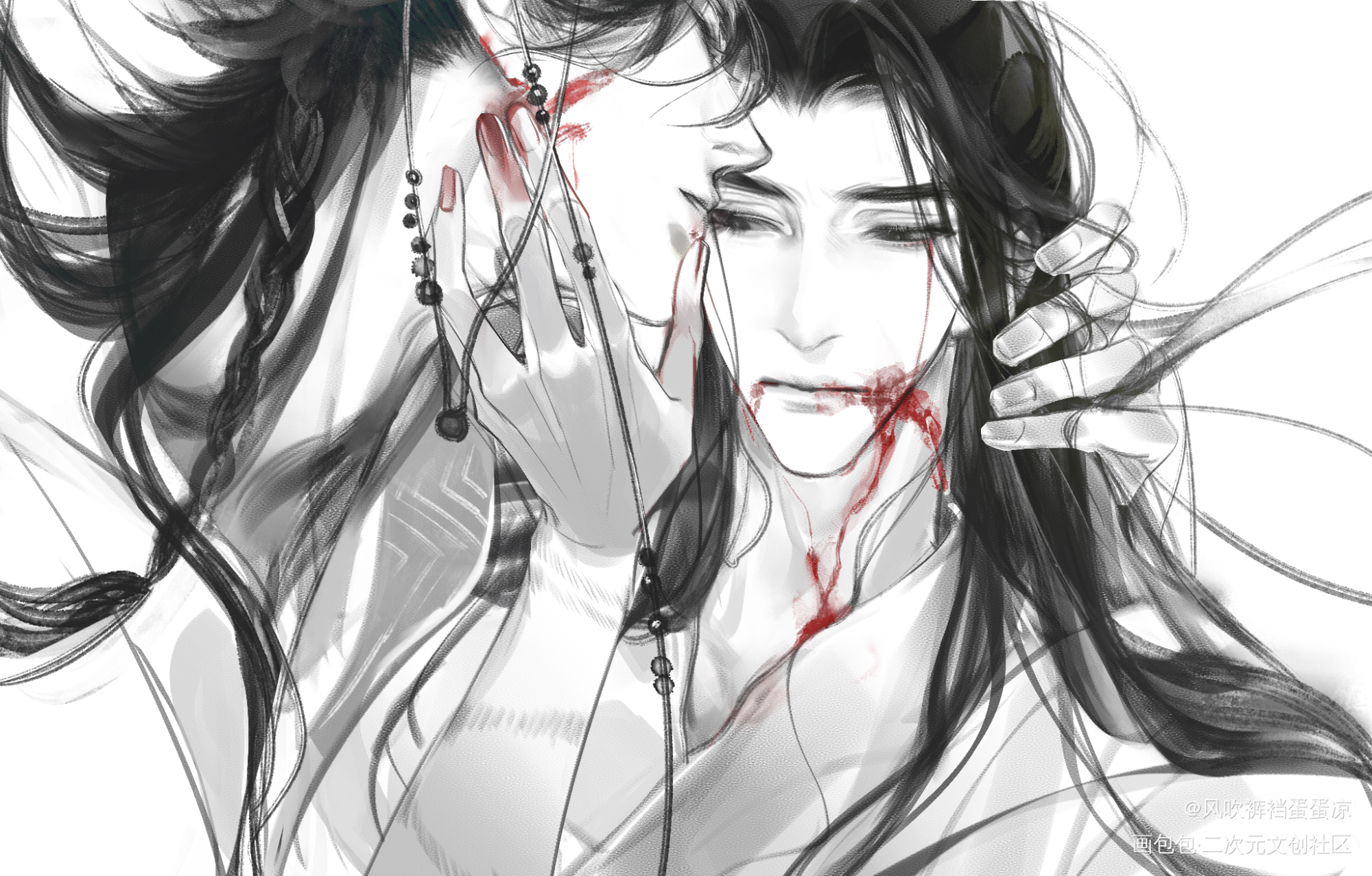 大囍大悲_二哈和他的白猫师尊燃晚绘画作品