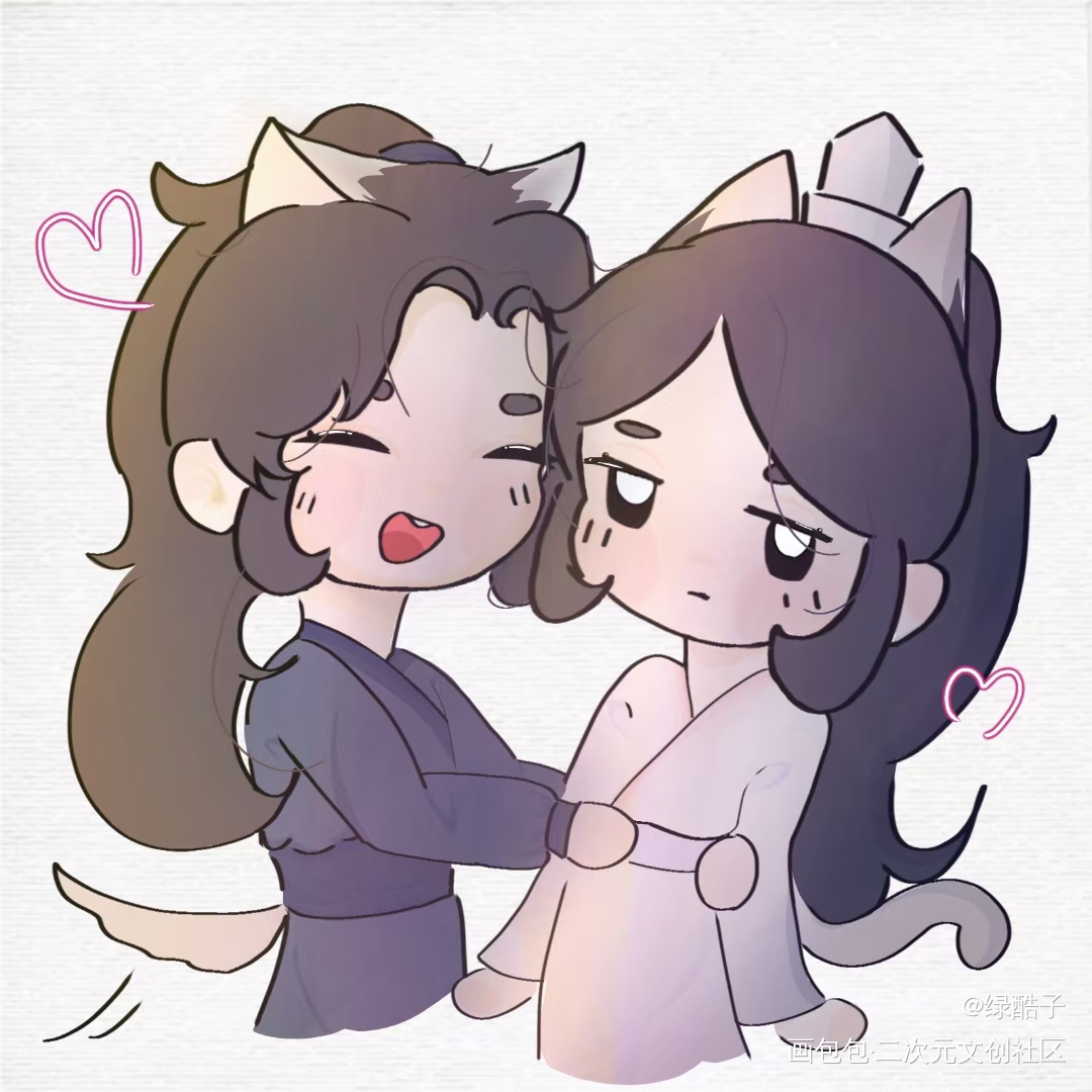 燃晚贴贴_二哈和他的白猫师尊燃晚墨燃楚晚宁指绘绘画作品