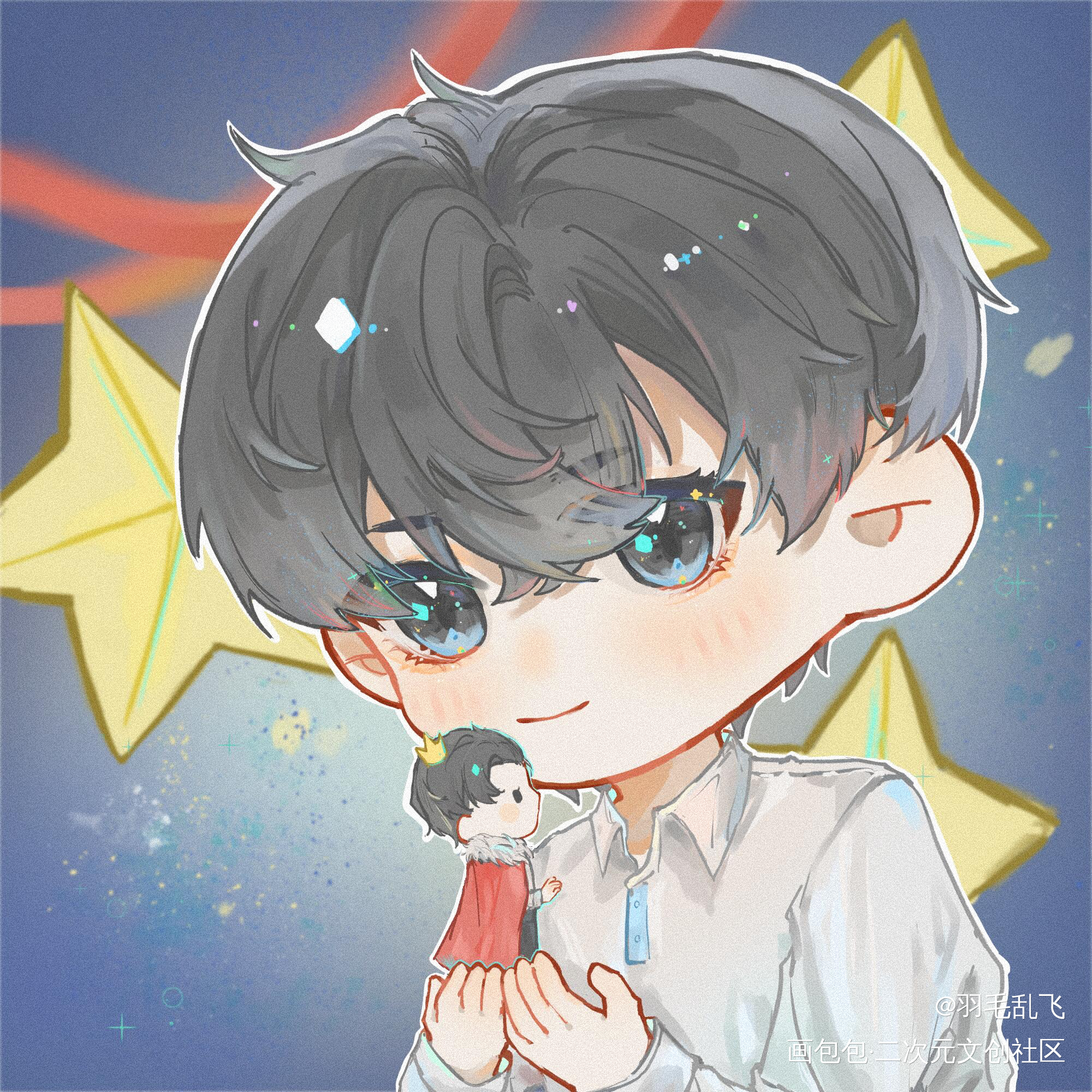 星星_你却爱着一个傻逼188男团李简Q版同人绘画作品