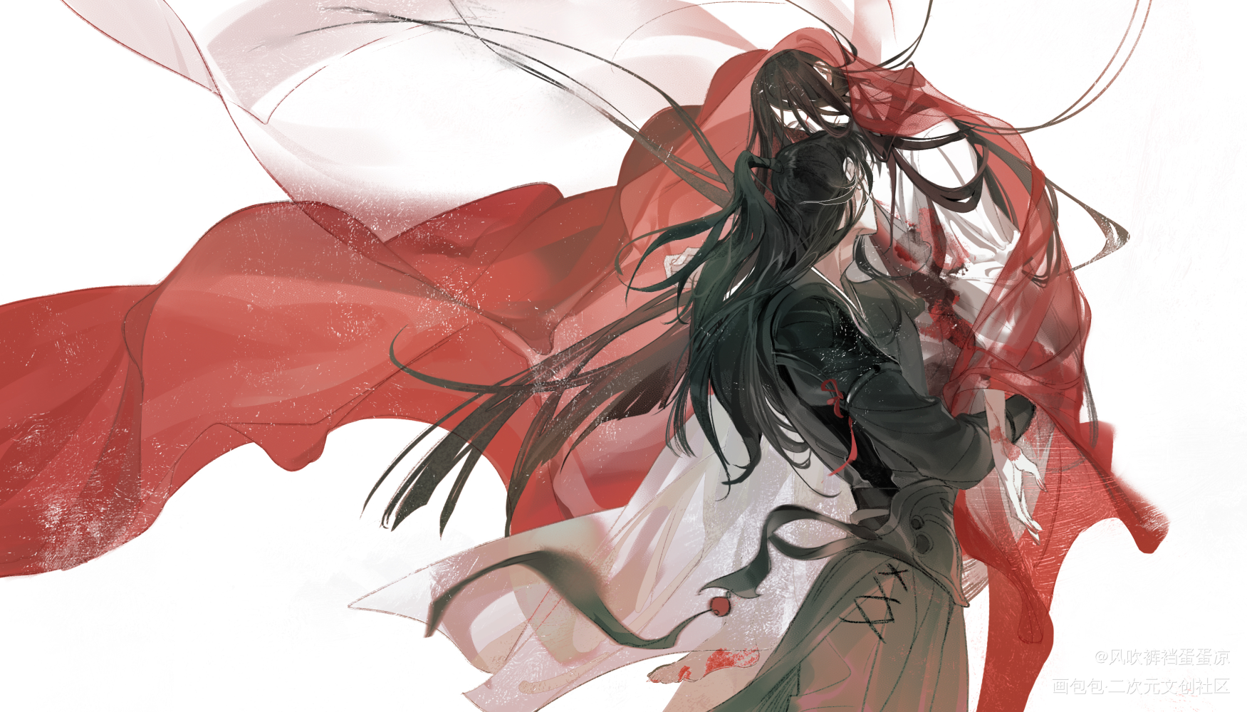 你何必大喜大悲，他又带不进轮回_二哈和他的白猫师尊燃晚绘画作品