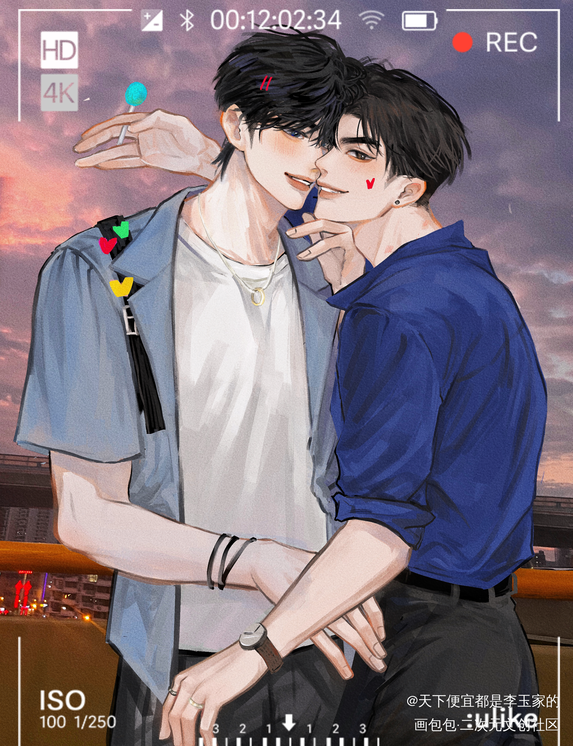 小情侣就要贴贴～_你却爱着一个傻逼188男团李简李玉简隋英绘画作品