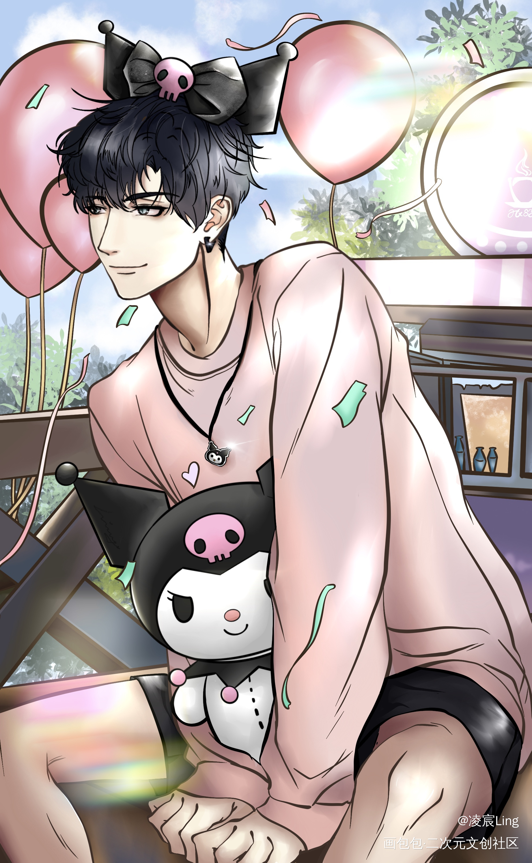 萧逸·三丽鸥联动_光与夜之恋萧逸同人绘画作品